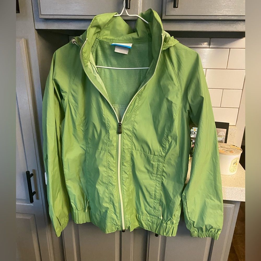 Green Columbia Hidden Hood Windbreaker Jacket